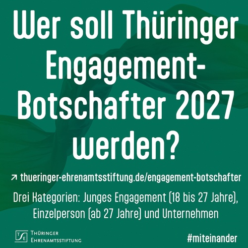 Titelbild zum News-Artikel: Thüringer Engagement-Botschafter 2027 gesucht