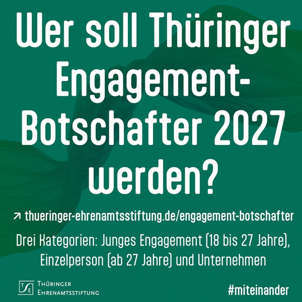 Titelbild zum News-Artikel Thüringer Engagement-Botschafter 2027 gesucht