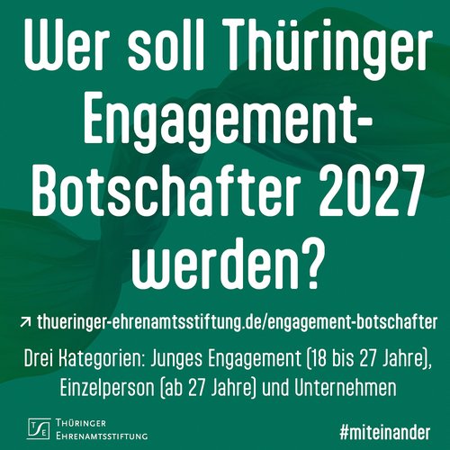 Titelbild zum News-Artikel Thüringer Engagement-Botschafter 2027 gesucht